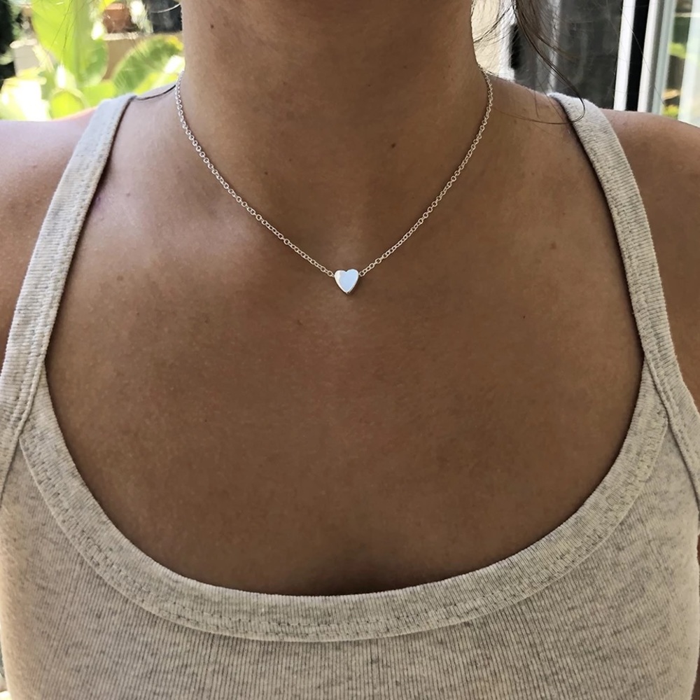 NEW Silver Solid Heart Silver Necklace